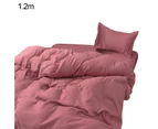 3/4Pcs Solid Color Bedclothes Quilt Cover Bed Sheet Pillow Case Bedding Set - Cameo Brown