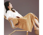 Multifunctional Winter Warm USB Heated Electric Blanket Home Office Travel Rug - Camel