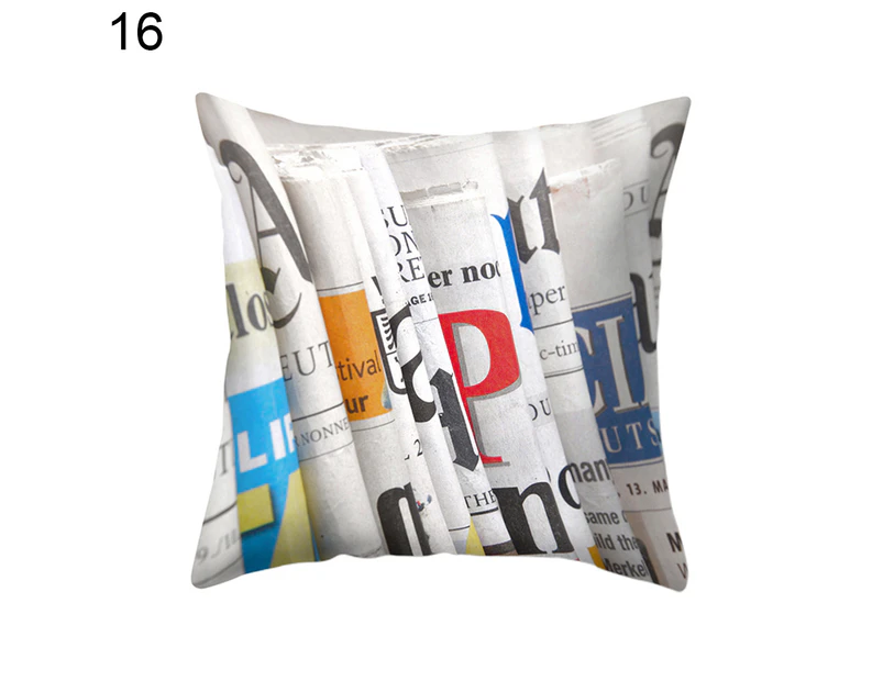 Newspaper Throw Pillow Case Cushion Cover Sofa Bed Car Cafe Office Decoration - 16#