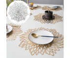 38cm Round Hollow Flower Coaster Table Bowl Dish Pad Mat Placemat Party Decor - Silver