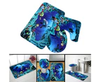 3Pcs Blue Ocean Dolphin Bathroom Non-Slip Pedestal Rug Toilet Cover Bath Mat Set