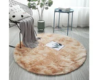 Soft Round Fluffy Area Rug Plush Carpet Living Room Floor Mat Home Decoration - Khaki