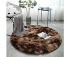 Soft Round Fluffy Area Rug Plush Carpet Living Room Floor Mat Home Decoration - Dark Gray