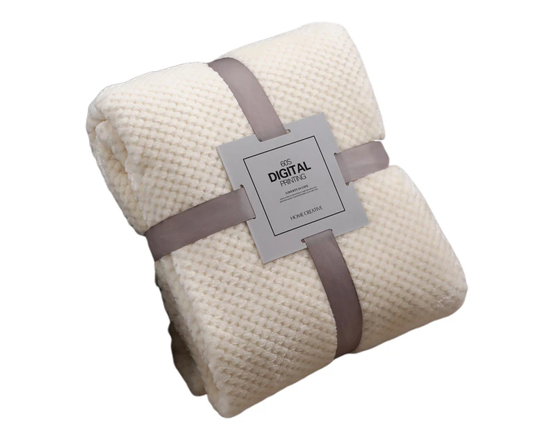 Winter Warm Mesh Pineapple Grid Soft Flannel Bed Sofa Carpet Conditioner Blanket - Beige