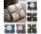 Winter Warm Mesh Pineapple Grid Soft Flannel Bed Sofa Carpet Conditioner Blanket - Blue