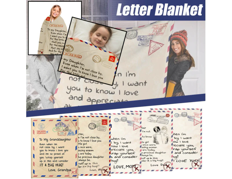 English Message Letter Print Soft Flannel Blanket Cover Sofa Bedroom Bedspread - 3