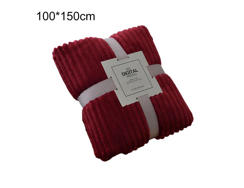 Skin-friendly Soft Throw Blanket Polyester Air Conditioned Blanket for Sofa - Wine Red