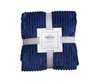 Skin-friendly Soft Throw Blanket Polyester Air Conditioned Blanket for Sofa - Dark Blue