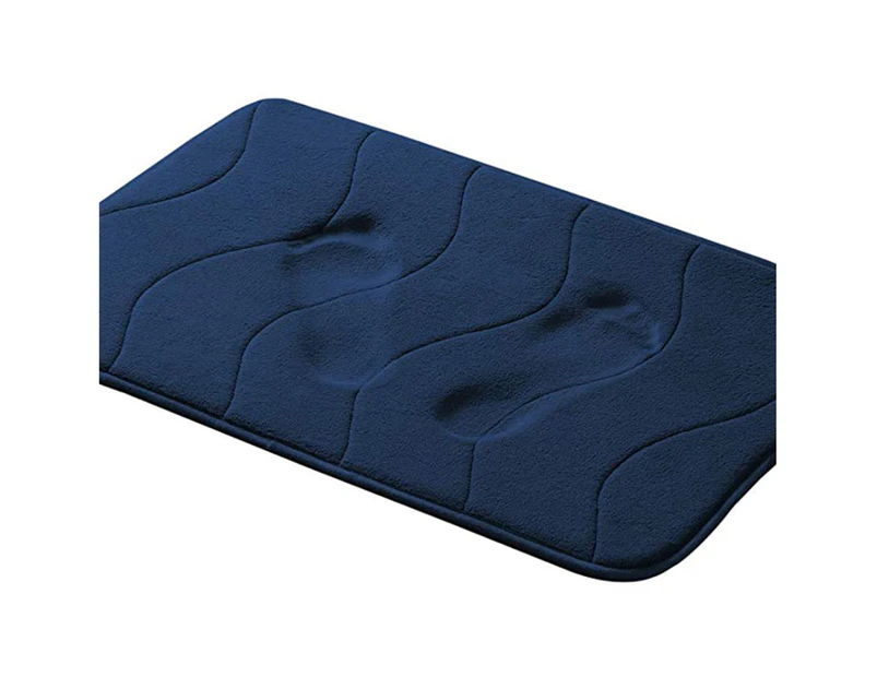 Bath Mat Quick-drying Anti-scratch Coral Fleece Non-slip Soft Absorbent Bathroom Floor Carpet Household Supplies - Navy Blue
