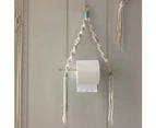 Scandinavian Style Wall Rope Hanging Wooden Rack Stick Tassel Storage Home Decor - Green