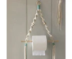 Scandinavian Style Wall Rope Hanging Wooden Rack Stick Tassel Storage Home Decor - Blue