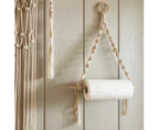 Scandinavian Style Wall Rope Hanging Wooden Rack Stick Tassel Storage Home Decor - Yellow