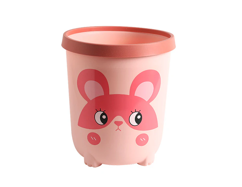 Trash Can Large-Capacity Unique Pattern Plastic Sturdy Cartoon Garbage Container Bin for Home - Pink