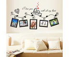 Removable Loving Bird Heart Family Photo Frame Wall Art Sticker Decal Home Decor - Black