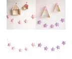 Nordic 5Pcs Cute Stars Hanging Ornaments Banner Bunting Party Kid Bed Room Decor - Pink + White