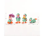 4Pcs/Set Animated Ducks Figurines Cartoon Plastic Exquisite Decorative Ducks Statue for Kids - Green