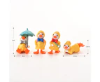 4Pcs/Set Animated Ducks Figurines Cartoon Plastic Exquisite Decorative Ducks Statue for Kids - Yellow