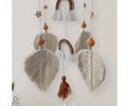 Wall Hanging Rustic Handcrafted Cotton Leave Rainbow Cloud Macrame Ornament for Living Room