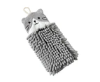 Hand Towel Absorbent Quick Drying Chenille Cute Cartoon Hanging Bath Towel Kitchen Accessories - Grey