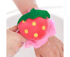 Soft Fruit Shape Bath Puff Shower Sponge Body Foam Bubble Net Ball Body Scrub - Strawberry