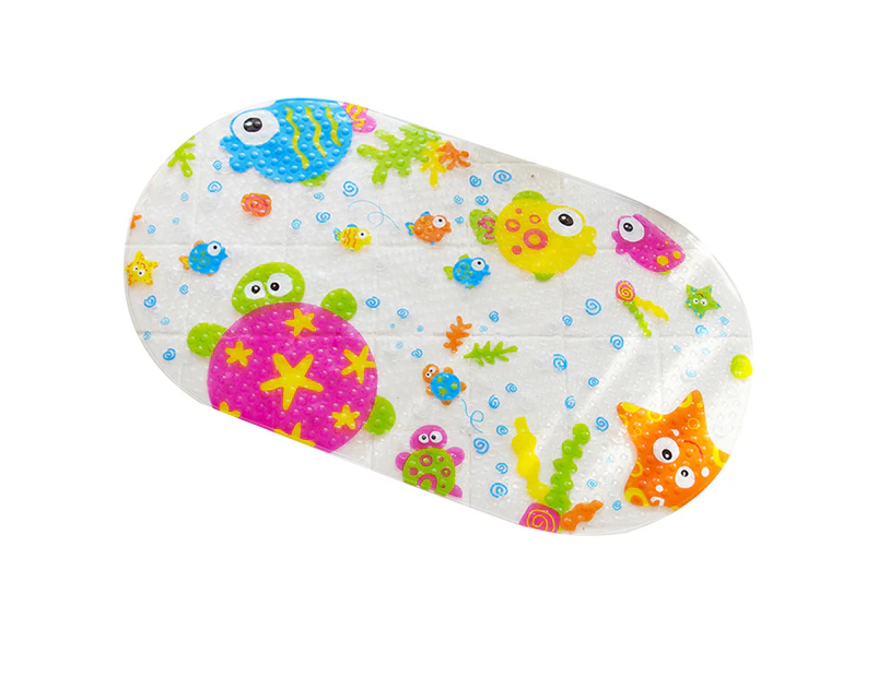 Anti-Slip Bathtub Mats Fish Animal Kid Bathroom Carpet Floor Pad with Sucker - 8 Transparent