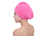 Women Soft Microfiber Hair Drying Shower Cap Turban Bath Towel Head Wrap Hat - Rose Red