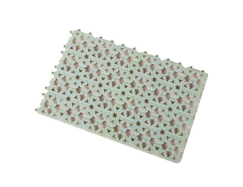 Waterproof Bath Mat Anti Slip Massage Shower Carpet DIY Stitching Puzzle Pad - Light Green