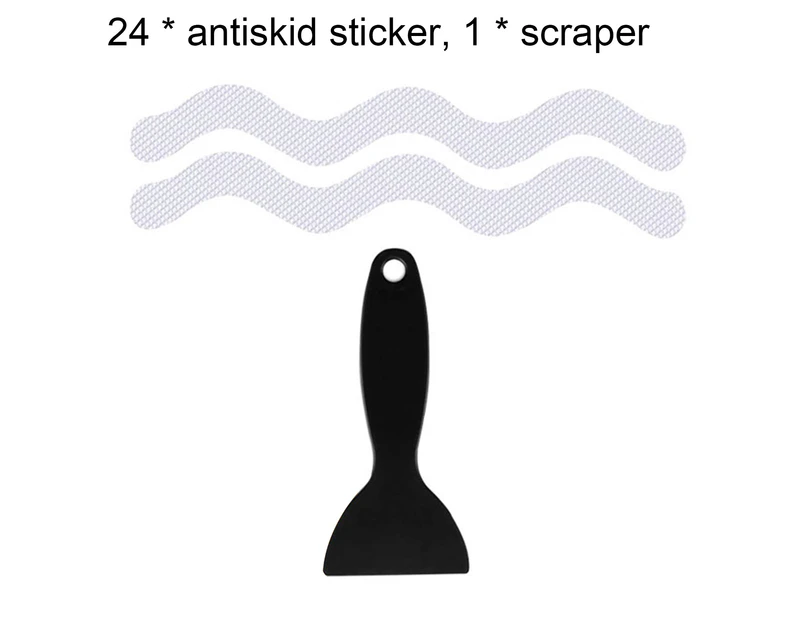 24Pcs PEVA Anti Slip Self-Adhesive Stickers Safety Bathtub Strips with Scraper - Clear