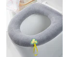 Breathable Toilet Mat with Lanyard Flower Pattern All Inclusive Nordic Style Toilet Seat Cushion Bathroom Accessory - Grey