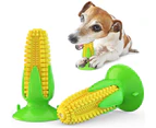emPAWrium Dog Toothbrush Interactive TPR Squeak Chew Toy with Suction Cup Corn