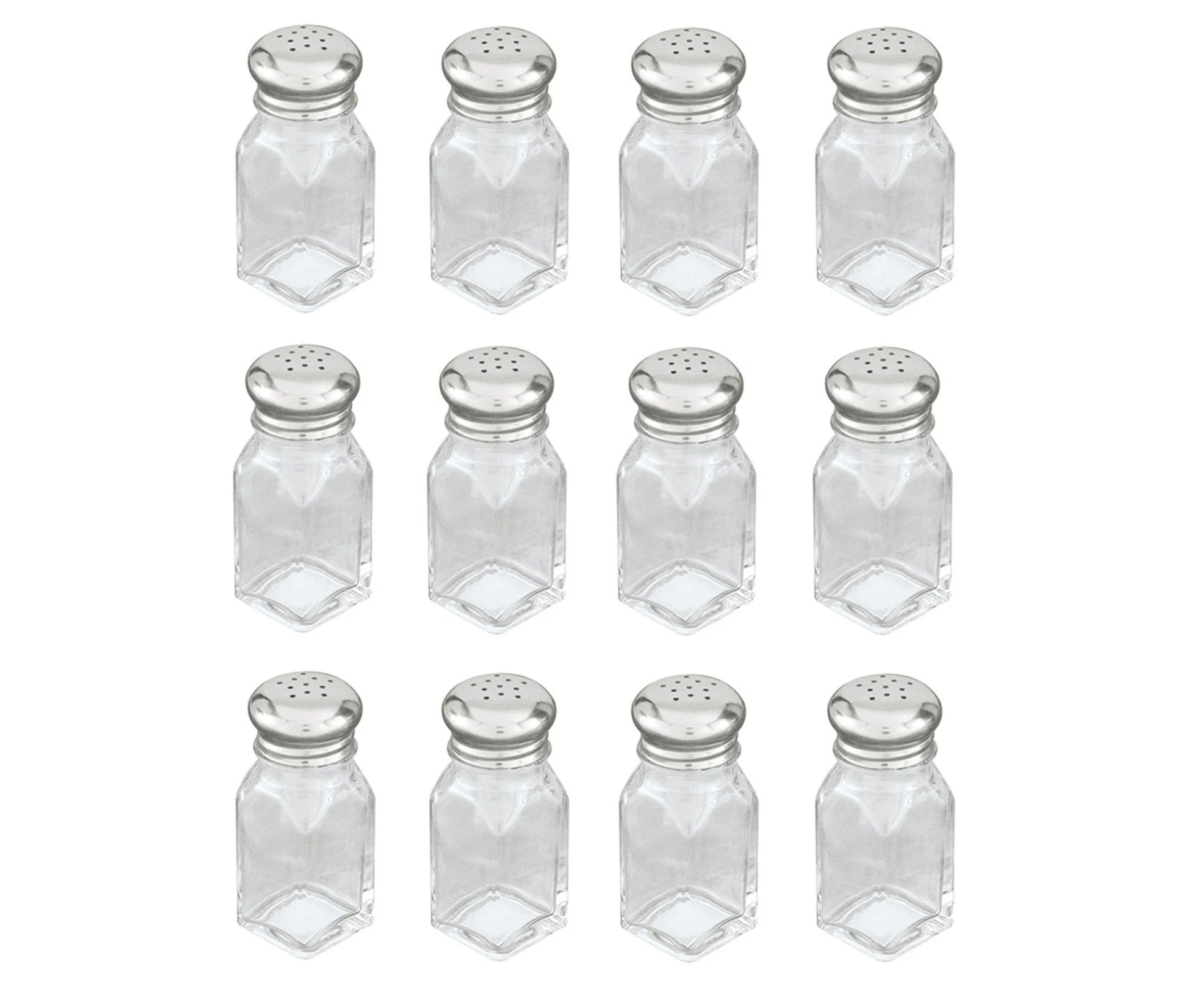 12 Glass Salt And Pepper Shakers Square