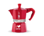 Bialetti Moka Express 3 Cup I Love Coffee Red Espresso Maker