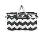 Foldable Outdoor Picnic Insulated Cooler Basket Outdoor Picnic Basket [Colour: BLACK/WHITE WAVES]