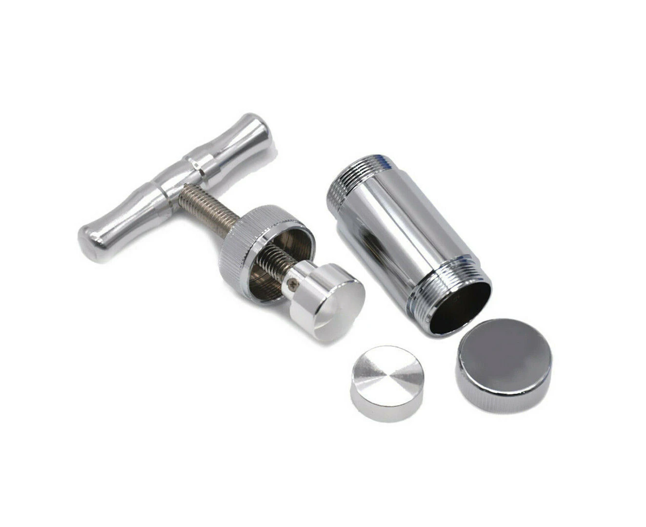 3.5" POLLEN PRESS Heavy Duty Zinc Alloy Silver Tobacco Metal Compressor