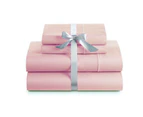 King Single/Queen/King 4 Piece Bed Sheet Set Flat Fitted 12 Colours [Colour: LIGHT PINK] [Size: King Single]