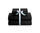 King Single/Queen/King 4 Piece Bed Sheet Set Flat Fitted 12 Colours [Colour: BLACK] [Size: King Single]