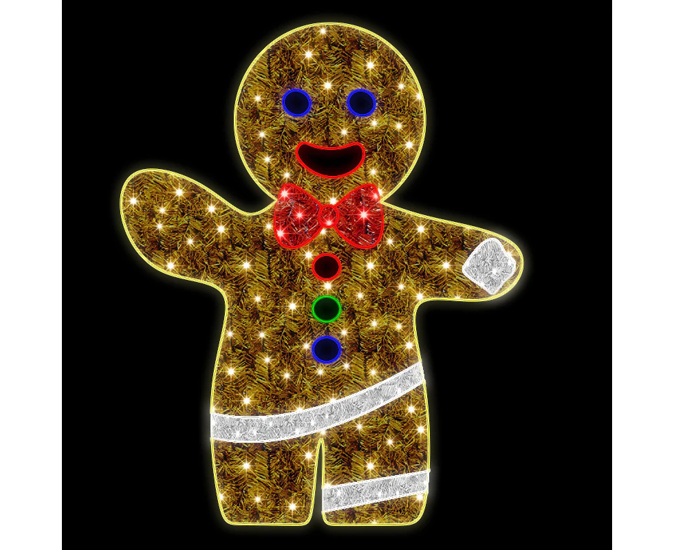 Tinsel Gingerbread Man 150cm Rope Light Motif - Gold, White