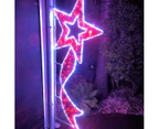 Christmas Complete Red Star Ribbon Lamp Pole Rope Light Motif 70cm - Red, White