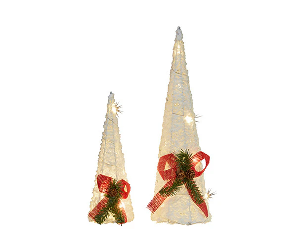 LED White Cone Trees 2pc Set 45cm