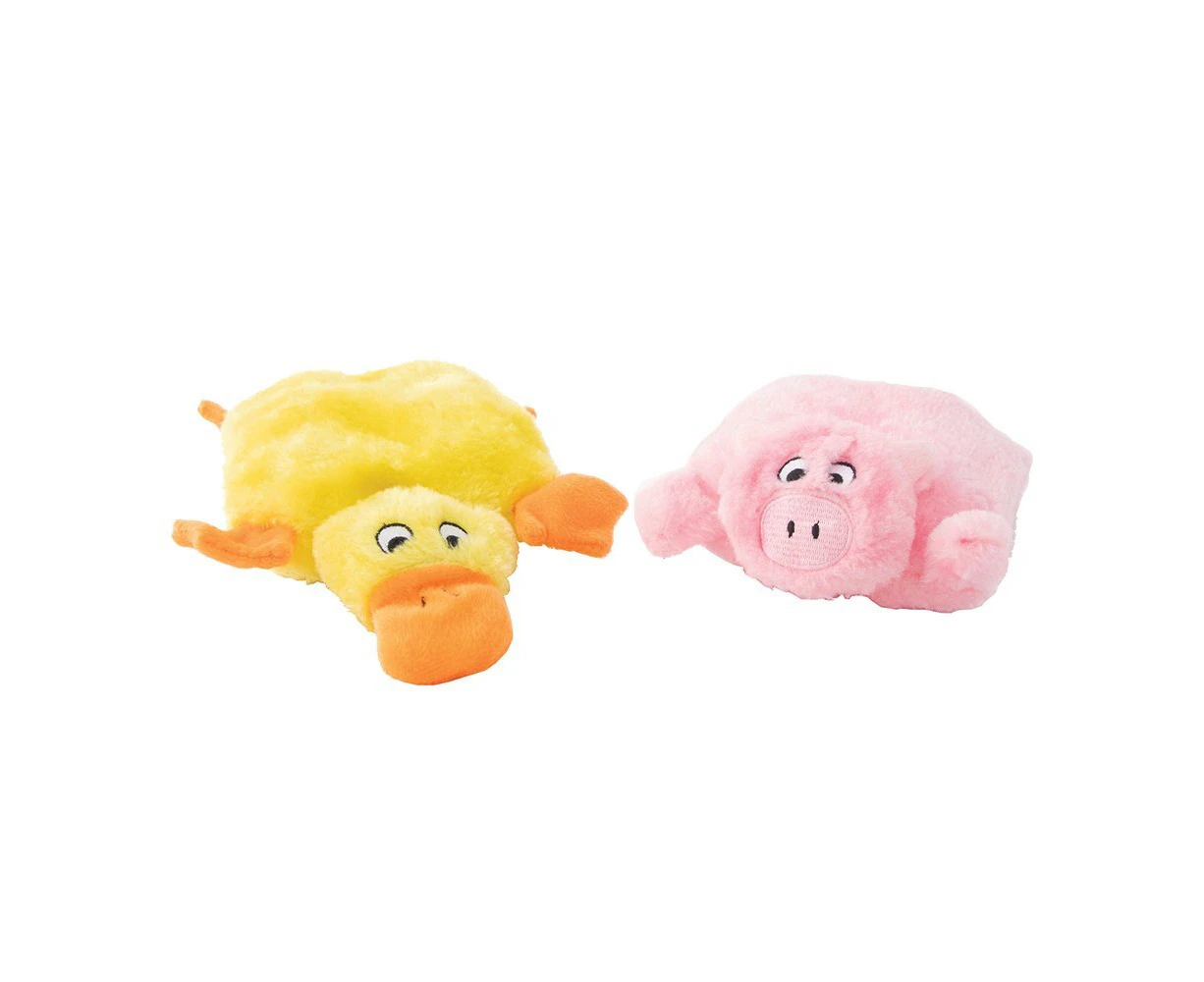 Zippy Paws Squeakie Pads Duck & Pig No Stuffing Plush Dog Toy 2 Pack