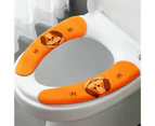 1 Pair Toilet Seat Covers Soft Cut Freely Non-Fading Easy to Install Decorative Flannel Cartoon Bunny Puppy Printed Toilet Seat Pads for Hotel-Orange S