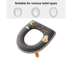 Toilet Seat Lid Cover Ultra Soft Keep Warm Cartoon Duck Moon Embroidery All Inclusive Zipper Plush Toilet Ring Mat with Handle for Home-Grey