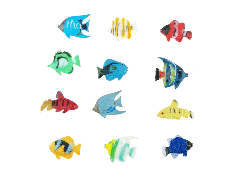 Centaurus Store 12Pcs Realistic Mini Tropical Ocean Fish Figure Model Toy Landscape Decoration- 12pcs