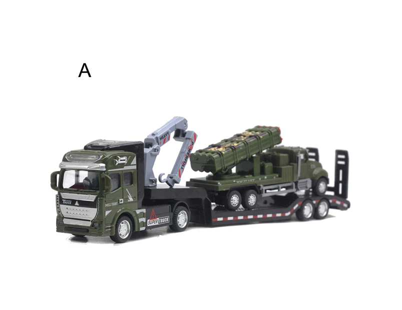 Centaurus Store 1/50 Scale Army Trailer Model Figure Educational Pull-back Function Army Trailer Missiles Vehicle Model Toy for Student- A