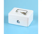Handle Smooth Edge Large Capacity 6 Grids Metal Cash Drawer Deposit Box Jewelry Cash Money Safe Box with Key - White