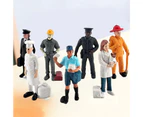 Centaurus Store 7Pcs/Set Hand Painted Miniature Landscape Figurine High Simulated Workplace Fireman Policeman Landscape Figurine for Decoration- 7pcs
