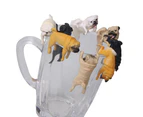 Centaurus Store Realistic Mini Pug Dog Figurine Hanging on Cup Rim DIY Fairy Garden Accessory-White Sleeping Type