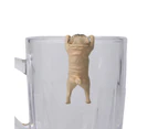 Centaurus Store Realistic Mini Pug Dog Figurine Hanging on Cup Rim DIY Fairy Garden Accessory-Black Crawling Type