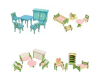 Centaurus Store Wooden Miniature Doll House Furniture Room Set Toy Xmas Gift for Child Kids- Blue Restaurant