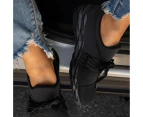 1 Pair Women Shoes Low Heel Slip On All Match Pure Color Sport Shoes for Daily Wear-Black